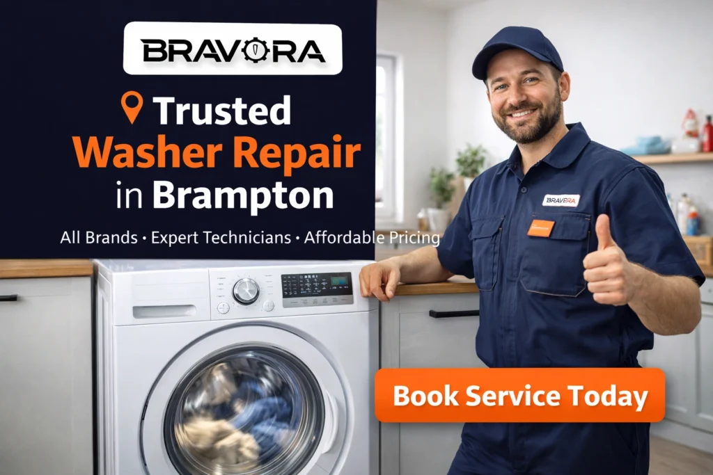 Professional washer repair technician in Brampton providing same-day service for fast, reliable washing machine repairs. Book trusted local experts today.