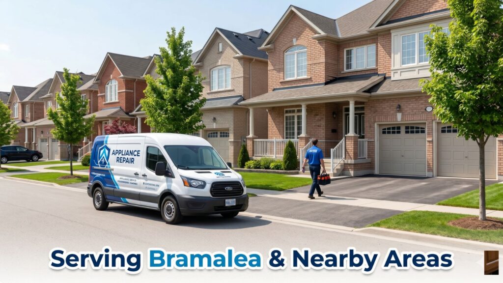 Appliance repair technician arriving at a Bramalea home for local refrigerator repair service